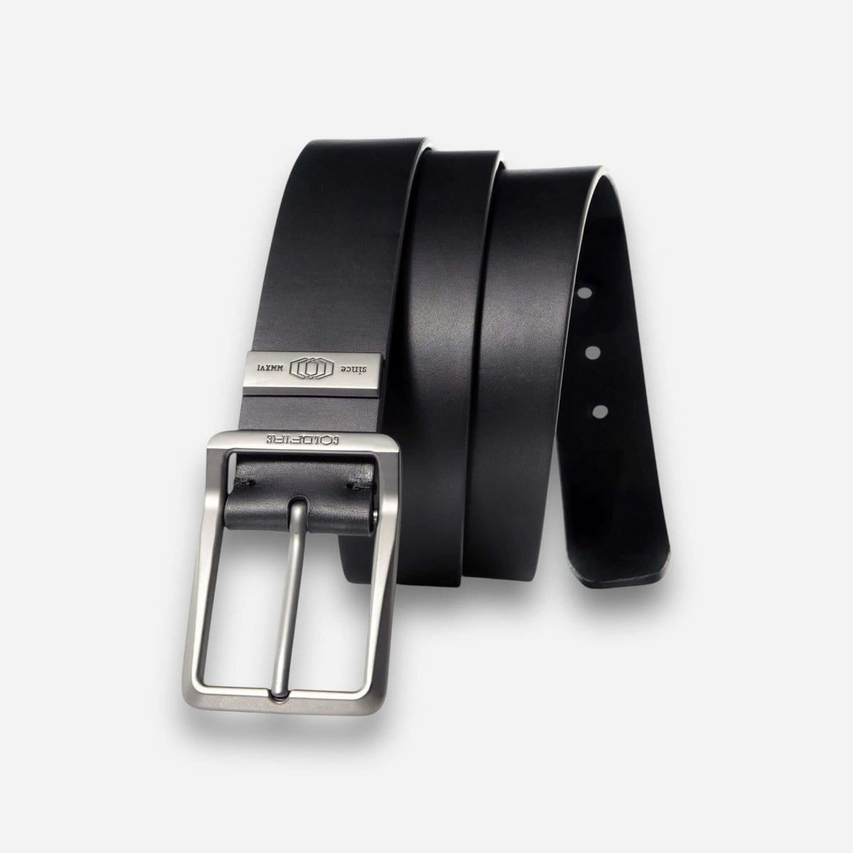 COLDFIRE Titan Black full-grain Italian leather belt for men, 38mm with matte gunmetal buckle