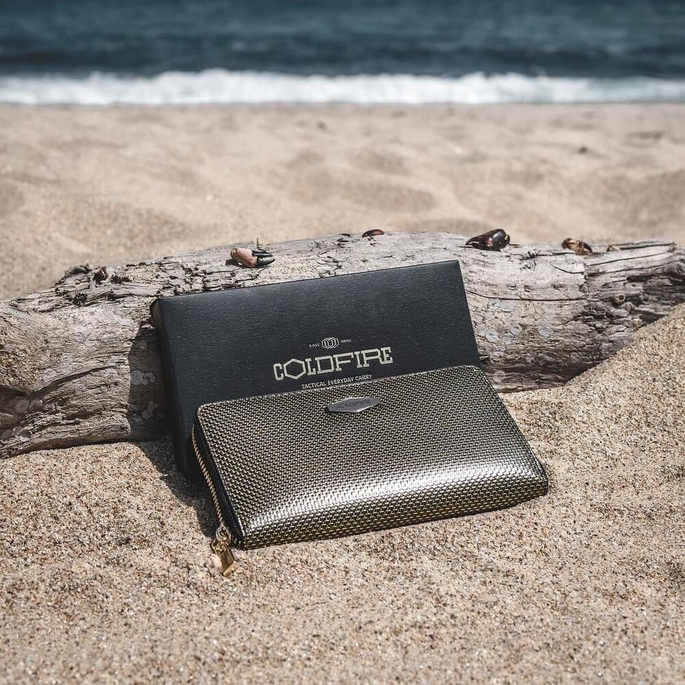 TE - Accordion Zip Around RFID Wallet for Women (Gold) - COLDFIRE