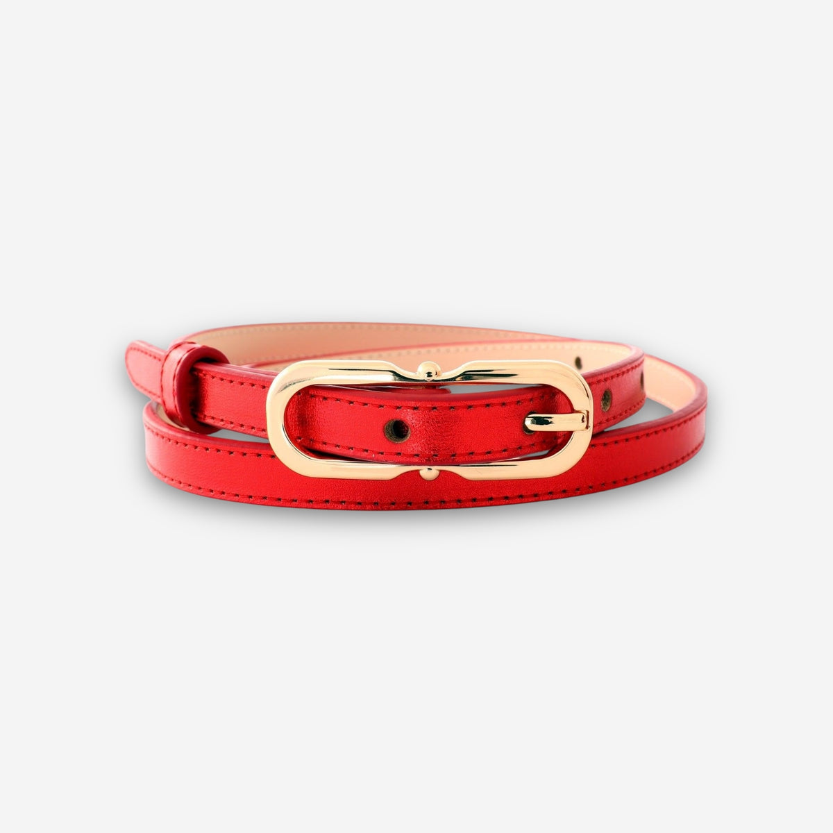 Egeria Red Leather Belt for Women - Genuine Leather | Coldfire display picture 2