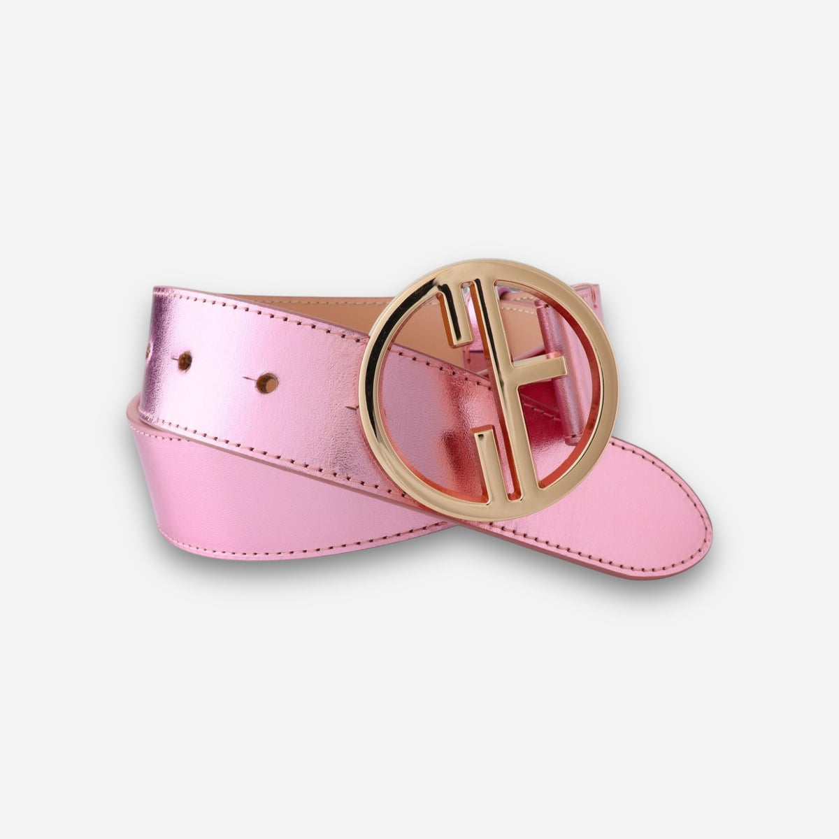 M.A.M.A. Crown Collection Women\'s Light Pink Leather Golden Buckle Belt CBGELRT Women main image 4