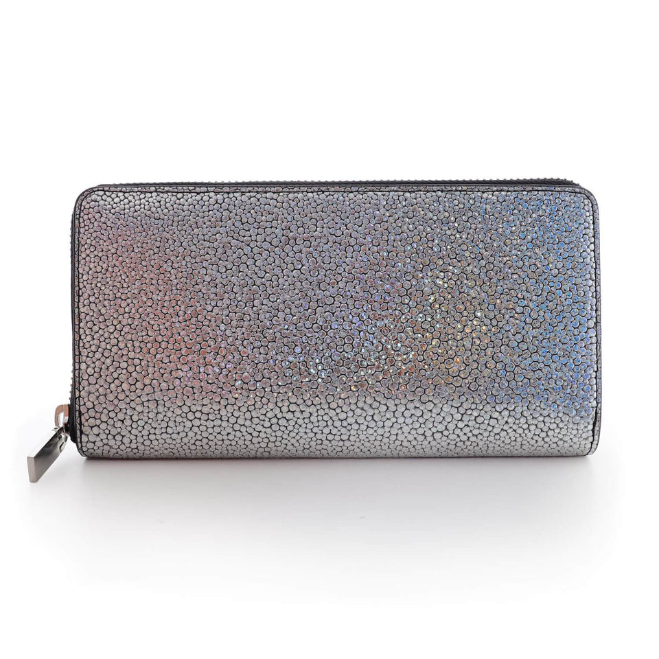 Women's Leather Zip Around Clutch Wallet - Silver - Color Vibes - COLDFIRE