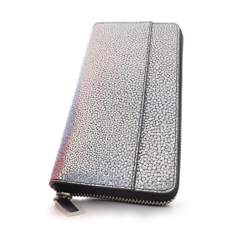 Women's Leather Zip Around Clutch Wallet - Silver - Color Vibes - COLDFIRE